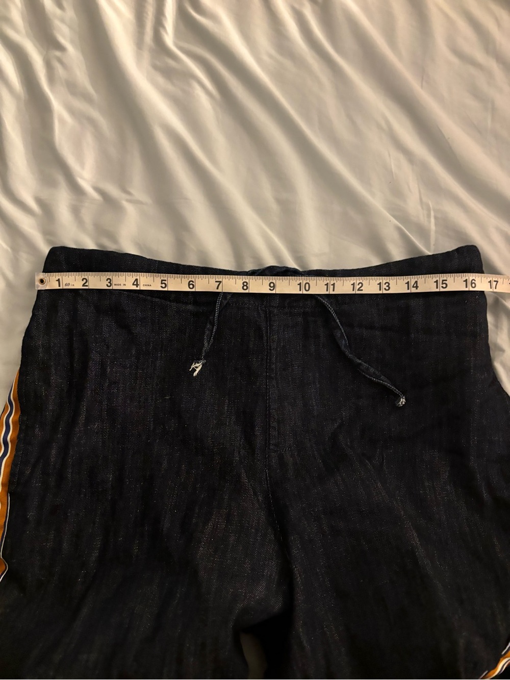 Maeve Anthropologie High Rise Wide Leg Jeans Denim Side Stripe Track Pants Sz M - Picture 7 of 9